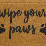 Mohawk Home - Mohawk Home Script Paws Natural 1' 6" x 2' 6" Door Mat - Remind even your two-legged guests to wipe their paws with the playful style of Mohawk Home's Script Paws Doormat. The synthetic fibers have excellent scraping and wiping properties to help scrape dirt, debris, and absorb water from the bottom of shoes before it is tracked indoors. The durable faux coir does not shed and offers long lasting functionality year after year. Low-profile height offers ideal functionality for high traffic areas and in entryways as it will not obstruct doors from opening or closing. This doormat offers low maintenance upkeep - simply vacuum, shake out, or sweep off debris, spot clean with a solution of mild detergent and water. Do not bleach. Air dry. Dry flat.