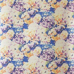 WILWORTH &ndash; PURPLE, ORANGE, BLUE SMALL HYDRANGEA ON FOIL Pattern Number: 2016-100 - Wallpaper