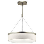 Kichler Lighting - Kichler Lighting 42297SNLED Mercel - 25" 23W 3 LED Pendant - Add softness to modern dining tables and kitchen islands with the floating style of the Mercel 1 light pendant in Olde Bronze. A sheer linen shade in grey or white appears suspended in air by thin wires. The LED light delivers illumination while keeping t  425  40000 Hours  Canopy Included: Yes  Shade Included: Yes  Canopy Diameter: 6.00  Dimable: YesMercel 25" 23W 3 LED Pendant Satin Nickel White Linen Fabric Shade *UL Approved: YES *Energy Star Qualified: n/a  *ADA Certified: n/a  *Number of Lights: Lamp: 3-*Wattage:23w LED bulb(s) *Bulb Included:No *Bulb Type:LED *Finish Type:Satin Nickel