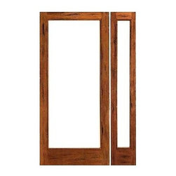 Prehung Rustic-1-lite Patio Solid Wood IG Glass Side light Door - Patio Doors