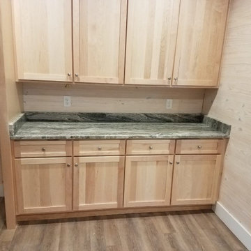 Fantasy Brown Dolomite + Light Wood Cabinets