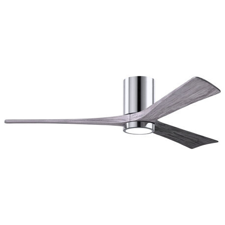 Irene 3 Hugger Ceiling Fan w/Light, Polished Chrome With Barnwood Tone Blades, 6