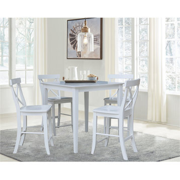 36" x 36" CounterHeight Dining Table with 4 X-Back Stools - 5 Piece Set