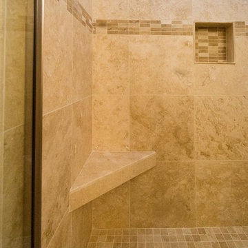 Carlsbad Master Bathroom Shower with Corner Bench Seat