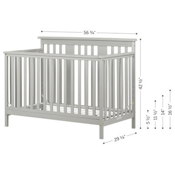 Cotton Candy Baby Crib 4 Heights with Toddler Rail, Soft Gray