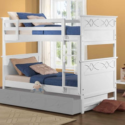 HOMELEGANCE B2119W-1 COTTAGE WHITE WOOD KIDS TWIN TWIN BUNK BEDS - Bunk Beds