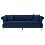Armen Living - Elegance Contemporary Sofa, Blue Velvet With Acrylic Legs - In need of a more refined look for your home? Look no further than The Armen Living Elegance contemporary velvet sofa, a wonderful addition to the modern household. The soft velvet upholstery and vibrant color of the couch will make a statement and serve as an eye-catching centerpiece in your living area. The Elegance delivers a luxurious seating experience with soft, stain-resistant performance velvet upholstery with dense foam-padding for the highest quality of comfortability. This rich and striking couch features a solidly constructed wood frame with secure precision on four unique acrylic legs that support up to four people. Pair the Elegance sofa with the accompanying chair and loveseat to create a more cohesive living room aesthetic. We stand by the quality, the craftsmanship, and the integrity of our product by offering a 1-year warranty for all our products. We want our customers to enjoy our product and we will always be there to help with our top-notch customer service support.