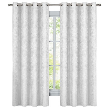 Bali 2PC Blackout Abstract Grommet Curtains, White, 108"x108"