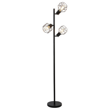 Brightech Robin Cage Lamp - Multihead Office and Reading Lamp, LED Bulbs, Black