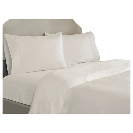 Pointehaven 525TC Long Staple Cotton Duvet 3-Piece Set, Ivory Pearl, Full/Queen