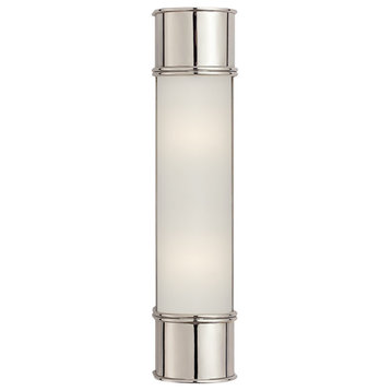 Oxford Bathroom Wall Sconce, 2-Light, Polished Nickel, Frosted Glass, 18.5"H