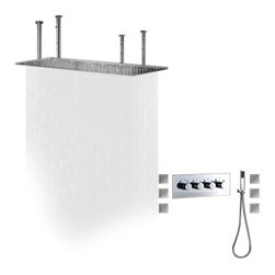 Reno 40x20" Luxury Bath Shower Faucet Set Stainless Steel Rain Shower Head - Showerheads And Body Sprays