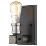 Z-Lite - Kirkland 1 Light Wall Sconce, Ashen Barnboard - Cast a bright glow over a living room or hallway with the exposed lightbulb from this industrial one-light wall sconce. The backplate is constructed of faux barnwood and accents with ashen barnboard hardware accents.