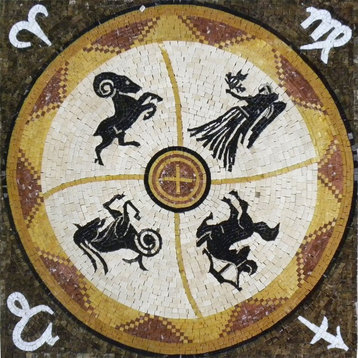 Zodiac Mosaic Panel, Ram, 35"x35"