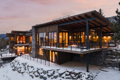 Rustic exterior home idea in Denver