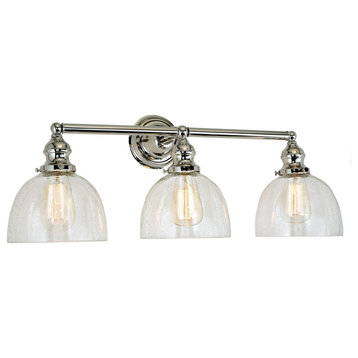Central Park 3-Light Vida Bath Sconce, Polished Nickel With Bubble Glass
