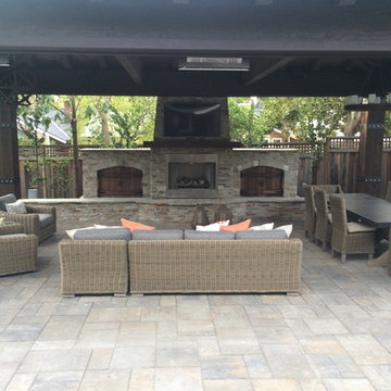 Belgard Paver Covered Patio and Stone Fire Place