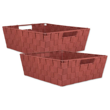 Nylon Bin Basketweave Rust Trapezoid 13"x15"x5", Set Of 2