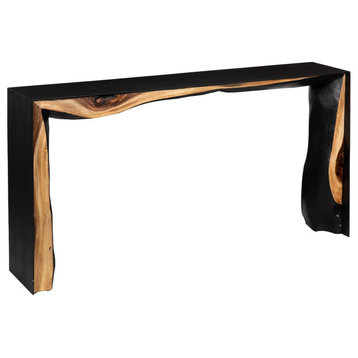Framed Waterfall Console Table, Natural, Iron