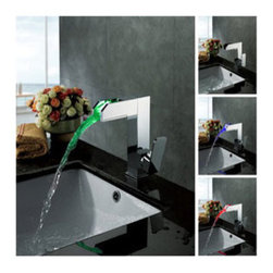 Contemporary Color Changing LED Bathroom Sink Faucet - T8005-3 - Bathroom Sink Faucets