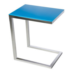 Safari Cee Chrome Side Table | Turquoise - Coffee Tables