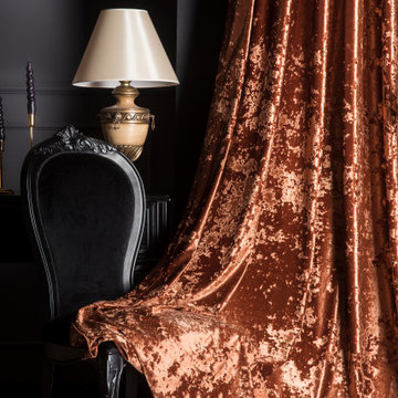 Luxury Crushed Velvet Curtain in Bronze & Brown – Elegant Curtains by Maison Hom
