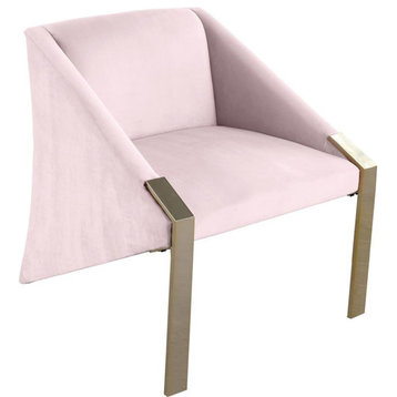 Pemberly Row Contemporary Velvet Accent Chair in Pink Finish