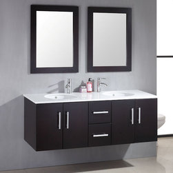 Contemporary 59 inch Double Basin Sink Vanity Set - Bathroom Vanities And Sink Consoles