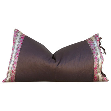 Nisu Large Festive Indian Silk Queen Lumbar Pillow Cover