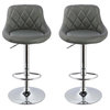 Claire Faux Leather Adjustable Swivel Bar Stools, Set of 2, Gray