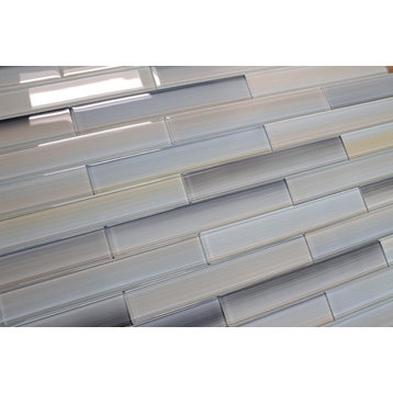 Reflections Hand Painted 2x12 Glass Subway Tiles, 2"x12" Tiles, Set of 6