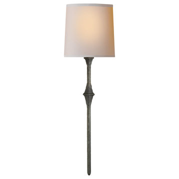 Dauphine Sconce in Aged Iron with Natural Paper Shade