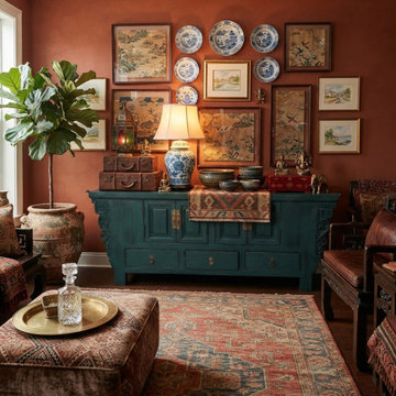 Oriental Distressed Rustic Teal Blue Low TV Console Table Cabinet ws3763S