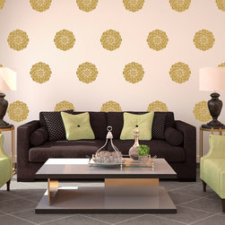Geometric Flower Wall Pattern - Wall Decals