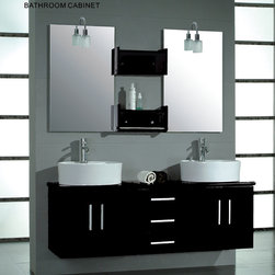 Contemporary 59-inch Double Wall Mounted Vanity Set - Bathroom Vanities And Sink Consoles