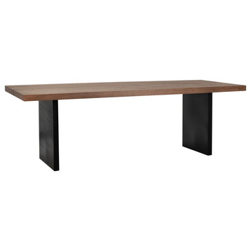 Campos 95" Rectangular Reclaimed Oak and Iron Double Pedestal Base Dining Table