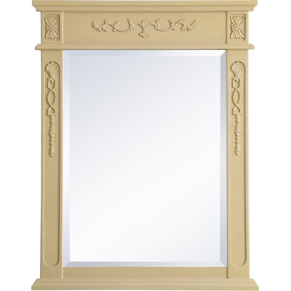 Elegant Decor Danville 28" x 18" Wood Bathroom Mirror in Light Antique ...