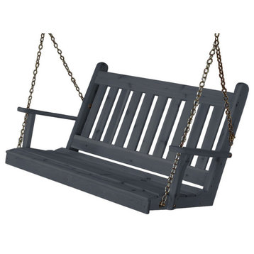 Cedar Traditional English Porch Swing, Charcoal Stain, 4 Foot