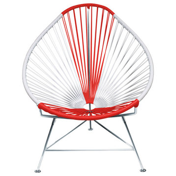 Multicolor Indoor/Outdoor Handmade Acapulco Chair, Japan Weave, Chrome Frame