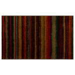 Mohawk Home - Mohawk New Wave Boho Stripe Multi, 1'8"x2'10" - A bold, vibrant color palette of red, brown, blue, green and gold illuminates the distressed stripe motif of Mohawk Home's Boho Stripe Area Rug in Multicolor. This silky soft style is available in runners, scatters, 5x8 area rugs, 8x10 area rugs, and other popular sizes, making it ideal for entryways, bedrooms, offices, living rooms, dining areas, kitchens, kids spaces and more. Flawlessly finished with advanced technology, this style features brilliant color clarity and richly defined details. This family friendly design is created with a premium synthetic yarn that provides proven stain resistance power and reliable resistance to daily wear and tear. Durable and designed to be kid and pet friendly, this area rug is suitable for high traffic areas. Keep your new rug and the flooring beneath looking their best with an essential all surface, earth conscious rug pad, crafted of 100% recycled fibers and certified Green Label Plus by The Carpet and Rug Institute!