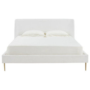 Safavieh Couture Jaiden Upholstered King Bed, White/Gold, Queen