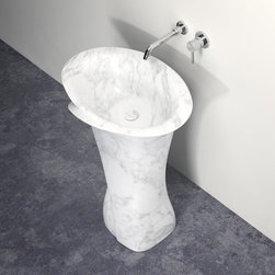 LUSSO STONE CANOVA CARRARA FLOOR STANDING MARBLE BASIN 700 - Products