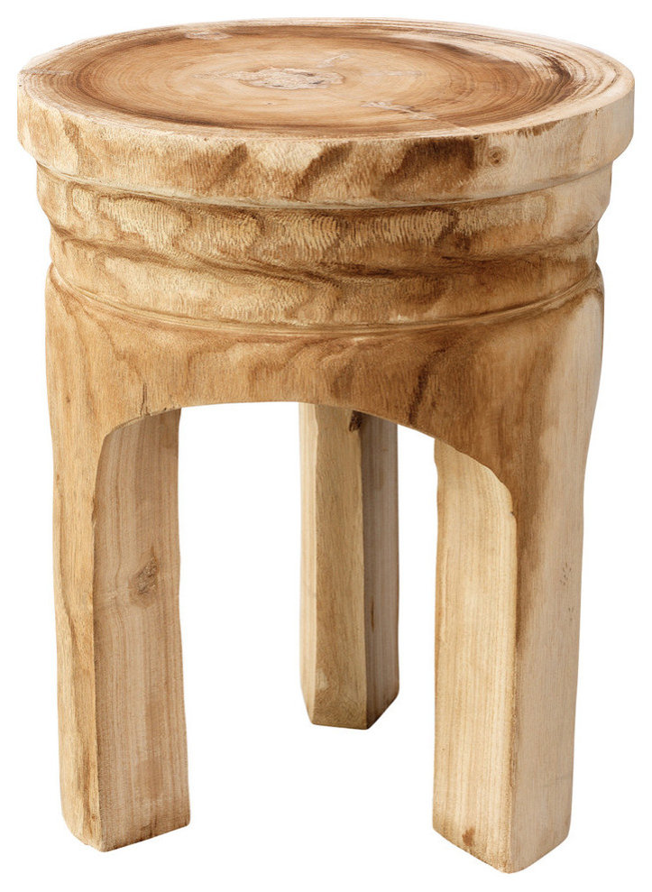 Mesa Wooden Stool, Natural Wood