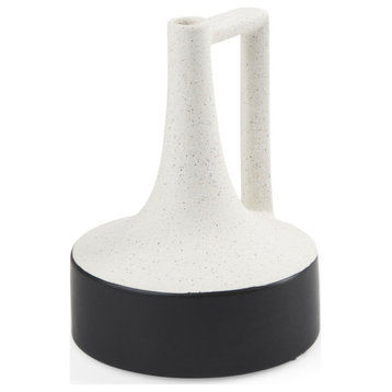 Burton 8.3H Small White and Black Ceramic Jug Vase