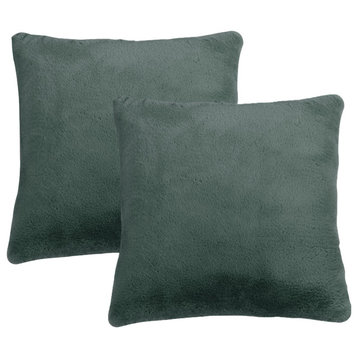 Fox Faux Fur Throw Pillow Covers, Set of 2, Gunmetal