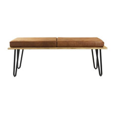 Upholstered Long Bench, Brown