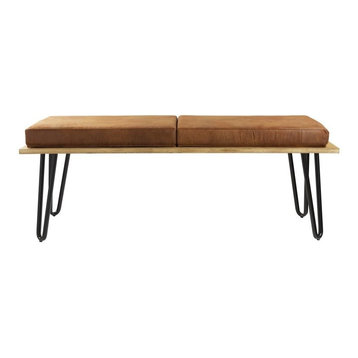 Upholstered Long Bench, Brown