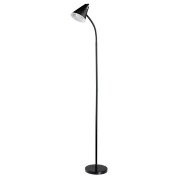 Novogratz x Globe 59" 1-Light Matte Black Mesh Shade LED Floor Lamp