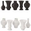 Classic Matte Black Mini Bud Urn Vase, Antique Style, 5-Piece Set