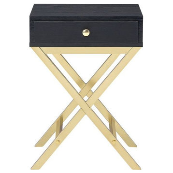 Acme Coleen Side Table Black and Brass